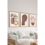 Artavessa 3 Parça Ahşap Çerçeve Görünümlü MDF Poster Tablo Seti - Set 64, 20 x 30