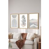 Artavessa 3 Parça Ahşap Çerçeve Görünümlü Mdf Poster Tablo Seti - Set 65