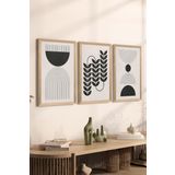 Artavessa 3 Parça Ahşap Çerçeve Görünümlü Mdf Poster Tablo Seti - Set 74