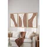 Artavessa 3 Parça Ahşap Çerçeve Görünümlü Mdf Poster Tablo Seti - Set 77