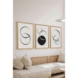 Artavessa 3 Parça Ahşap Çerçeve Görünümlü MDF Poster Tablo Seti - Set 79, 33 x 48