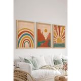 Artavessa 3 Parça Ahşap Çerçeve Görünümlü MDF Poster Tablo Seti - Set 8, 33 x 48