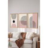 Artavessa 3 Parça Ahşap Çerçeve Görünümlü MDF Poster Tablo Seti - Set 9, 33 x 48