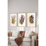 Artavessa 3 Parça Ahşap Çerçeve Görünümlü MDF Poster Tablo Seti - Set 92, 20 x 30
