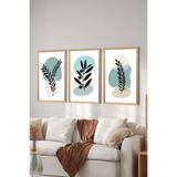 Artavessa 3 Parça Ahşap Çerçeve Görünümlü MDF Poster Tablo Seti - Set 96, 15 x 20