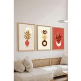 Artavessa 3 Parça Ahşap Çerçeve Görünümlü Mdf Poster Tablo Seti - Set 98