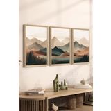 Artavessa 3 Parça Ahşap Çerçeve Görünümlü Mdf Tablo Seti ERSYCRVSZ3SET18, 15 x 20
