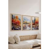 Artavessa 3 Parça Ahşap Çerçeve Görünümlü Mdf Tablo Seti ERSYCRVSZ3SET19, 15 x 20