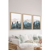 Artavessa 3 Parça Ahşap Çerçeve Görünümlü Mdf Tablo Seti ERSYCRVSZ3SET8, 15 x 20