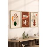 Artavessa 3 Parça Ahşap Çerçeve Görünümlü Mukavva Poster Tablo Seti Set 105, 33 x 48