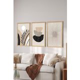 Artavessa 3 Parça Ahşap Çerçeve Görünümlü Mukavva Poster Tablo Seti Set 131, 33 x 48