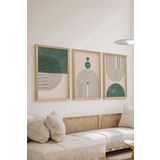 Artavessa 3 Parça Ahşap Çerçeve Görünümlü Mukavva Poster Tablo Seti Set 19, 20 x 30