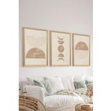 Artavessa 3 Parça Ahşap Çerçeve Görünümlü Mukavva Poster Tablo Seti Set 4, 15 x 20