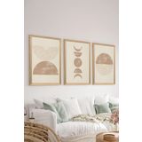 Artavessa 3 Parça Ahşap Çerçeve Görünümlü Mukavva Poster Tablo Seti Set 4, 33 x 48