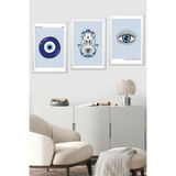 Artavessa 3 Parça Beyaz Çerçeve Görünümlü MDF Poster Tablo Seti - Set 01, 15 x 20