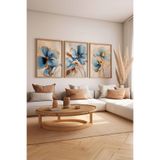 Artavessa 3 Parça Ham Renk Gerçek Ahşap Çerçeveli Tablo Seti - Model 1, 33 x 48