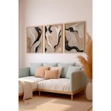 Artavessa 3 Parça Ham Renk Gerçek Ahşap Çerçeveli Tablo Seti - Model 3, 50 x 70