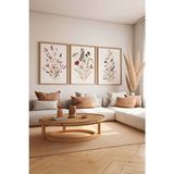 Artavessa 3 Parça Modern Tema Ham Renk Gerçek Ahşap Çerçeveli Tablo Seti 33 x 48 - Çok Renkli