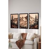 Artavessa 3 Parça Siyah Çerçeve Görünümlü MDF Poster Tablo Seti Set 1, 15 x 20
