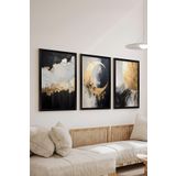 Artavessa 3 Parça Siyah Çerçeve Görünümlü MDF Poster Tablo Seti Set 11, 15 x 20