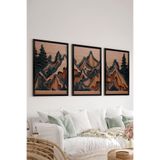 Artavessa 3 Parça Siyah Çerçeve Görünümlü MDF Poster Tablo Seti Set 12, 15 x 20