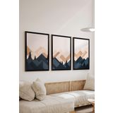 Artavessa 3 Parça Siyah Çerçeve Görünümlü MDF Poster Tablo Seti Set 15, 15 x 20