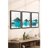 Artavessa 3 Parça Siyah Çerçeve Görünümlü MDF Poster Tablo Seti Set 18, 15 x 20