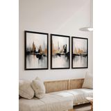 Artavessa 3 Parça Siyah Çerçeve Görünümlü MDF Poster Tablo Seti Set 19, 33 x 48