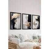 Artavessa 3 Parça Siyah Çerçeve Görünümlü Mdf Poster Tablo Seti - Set 20