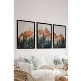 Artavessa 3 Parça Siyah Çerçeve Görünümlü MDF Poster Tablo Seti Set 24, 33 x 48