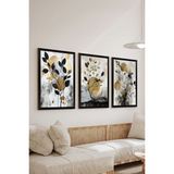 Artavessa 3 Parça Siyah Çerçeve Görünümlü MDF Poster Tablo Seti Set 27, 15 x 20