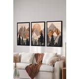 Artavessa 3 Parça Siyah Çerçeve Görünümlü MDF Poster Tablo Seti Set 29, 15 x 20