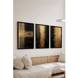 Artavessa 3 Parça Siyah Çerçeve Görünümlü MDF Poster Tablo Seti Set 3, 15 x 20