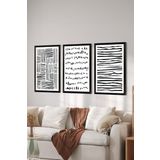 Artavessa 3 Parça Siyah Çerçeve Görünümlü MDF Poster Tablo Seti Set 33, 15 x 20