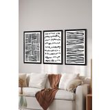 Artavessa 3 Parça Siyah Çerçeve Görünümlü MDF Poster Tablo Seti Set 33, 20 x 30