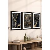 Artavessa 3 Parça Siyah Çerçeve Görünümlü Mdf Poster Tablo Seti - Set 38