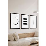 Artavessa 3 Parça Siyah Çerçeve Görünümlü MDF Poster Tablo Seti Set 39, 33 x 48