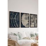 Artavessa 3 Parça Siyah Çerçeve Görünümlü MDF Poster Tablo Seti Set 8, 15 x 20