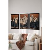 Artavessa 3 Parça Siyah Çerçeve Görünümlü MDF Poster Tablo Seti Set 9, 15 x 20