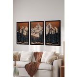Artavessa 3 Parça Siyah Çerçeve Görünümlü MDF Poster Tablo Seti Set 9, 33 x 48