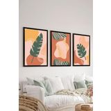 Artavessa 3 Parça Siyah Çerçeve Görünümlü Mdf Tablo Seti Set 10, 15 x 20