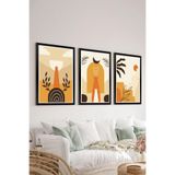 Artavessa 3 Parça Siyah Çerçeve Görünümlü Mdf Tablo Seti Set 14, 15 x 20