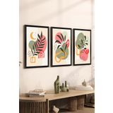 Artavessa 3 Parça Siyah Çerçeve Görünümlü Mdf Tablo Seti Set 19, 15 x 20