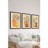 Artavessa 3 Parça Siyah Çerçeve Görünümlü Mdf Tablo Seti Set 28, 15 x 20