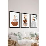 Artavessa 3 Parça Siyah Çerçeve Görünümlü Mdf Tablo Seti Set 32, 15 x 20