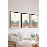 Artavessa 3 Parça Siyah Çerçeve Görünümlü Mdf Tablo Seti Set 4, 15 x 20