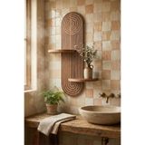 Artavessa Bohem Ahşap Dekoratif MDF Duvar Rafı - Modern Tasarım 2'li Raf Seti - Ceviz Rengi 70x26 cm