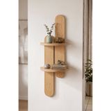 Artavessa Bohem Tarzı Masif Desenli İkili MDF Duvar Rafı - 80x26 cm Dekoratif İskandinav Tarzı Raf Ünitesi - Çam Rengi