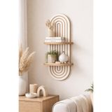 Artavessa Dekoratif MDF Duvar Rafı Beyaz Renk - Bohem Oval Tasarım Modern Kitaplık Ve Çiçeklik C Raf 70x26 cm