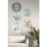 Artavessa Dekoratif Oval 5 Parça Çerçeve Görünümlü Mdf Tablo Seti ARTOVLCLLCT2